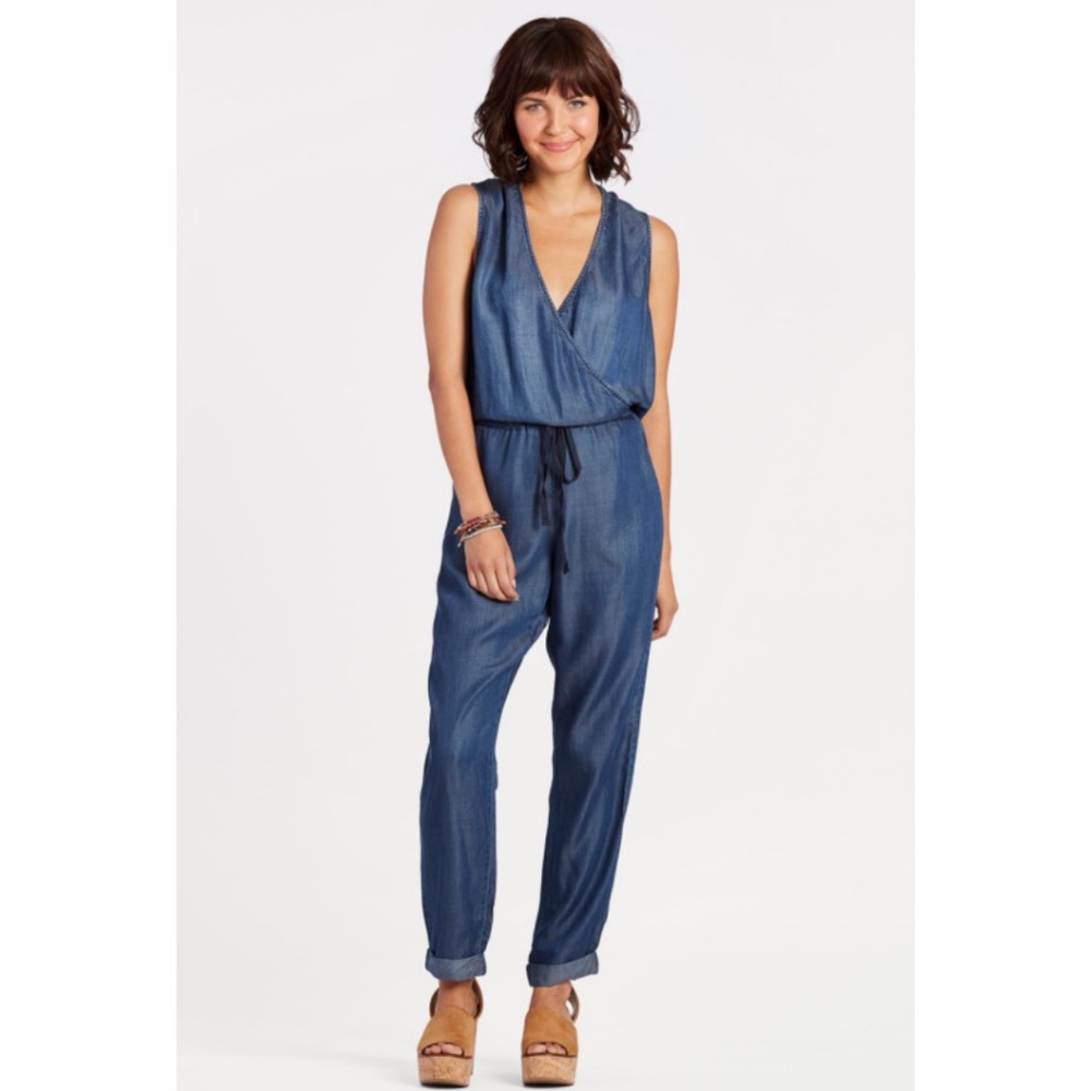 LoveStitch Chambray Jumpsuit in Dark Wash